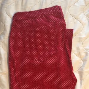 Red polka dotted Rockstar skinny jeans